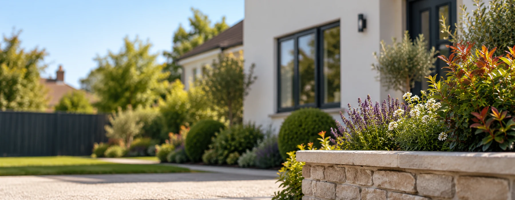 Newly rendered detached home in a landscaped garden